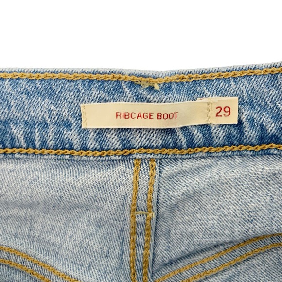 Levi's Ribcage Boot Cut Jeans Premium Distressed Edges Button Fly Women's 29 - Picture 7 of 13